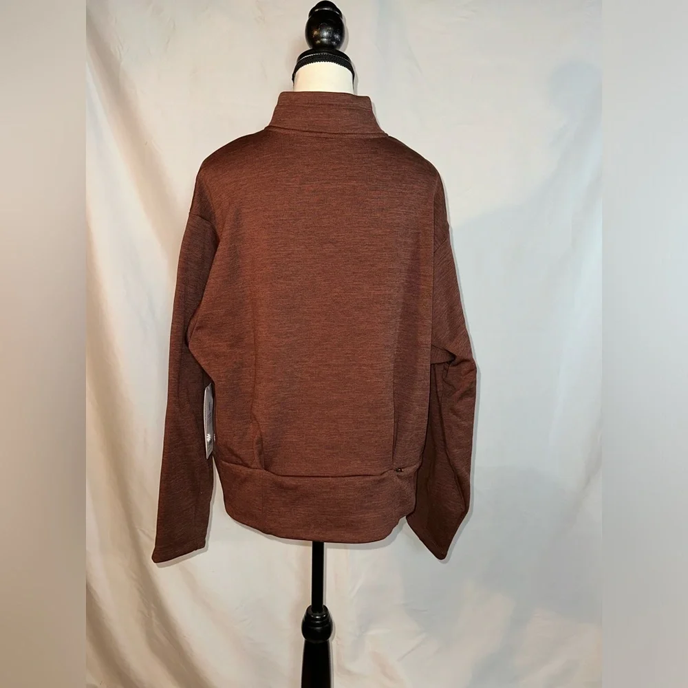 ATHLETA • NWT Altitude Polartec Half Zip Sweatshirt • Size L  Mahogany Heather - Picture 2 of 9